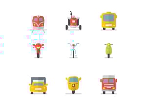 Flat Transport Icons